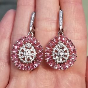 🆕️S925-Pink Sapphire/White Cubic Zirconia Earring